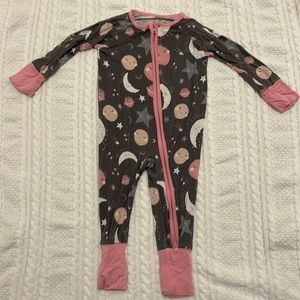 Little sleepies to the moon and back print, double zip onesie pajamas